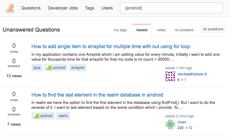 StackOverflow Newest Questions