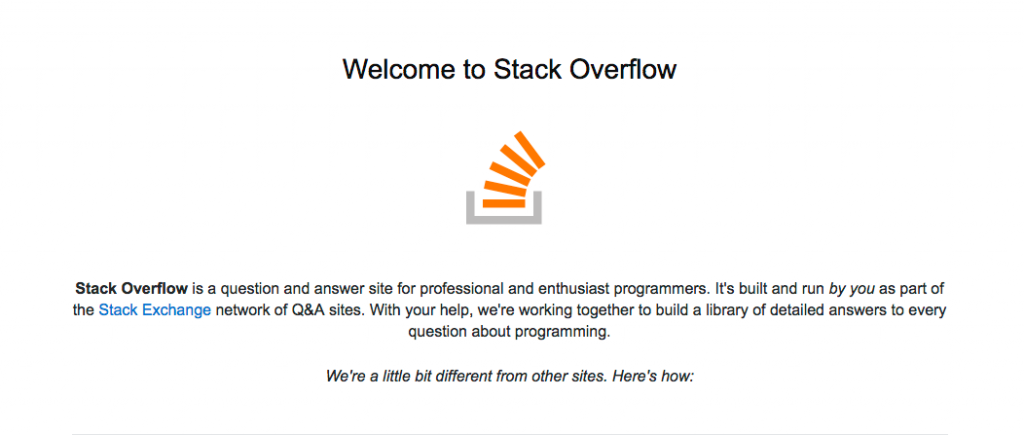 StackOverflow Welcome Page